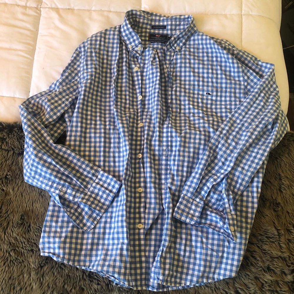 Men’s Vineyard Vines XL blue plaid button down